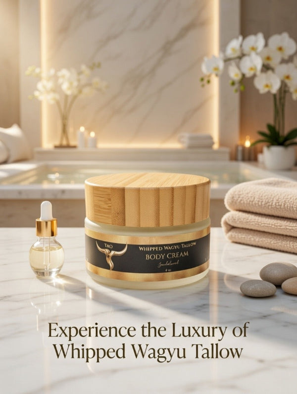 Whipped Wagyu Tallow Body Cream – Grass-Fed Beef Tallow Deep Moisturizer with Shea Butter, Mango Butter & Jojoba Oil | TAO Tallow 4oz